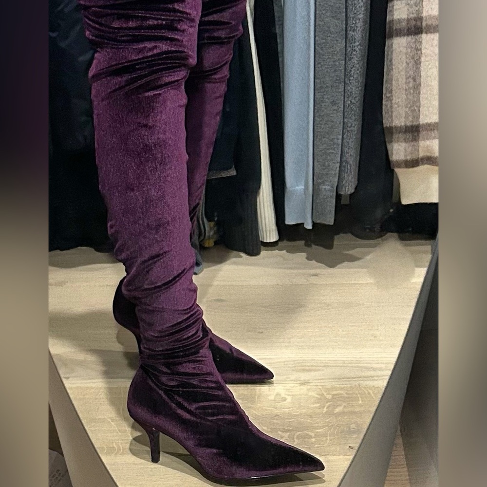 Zara velvet purple thigh high boots 36 brand new never worn